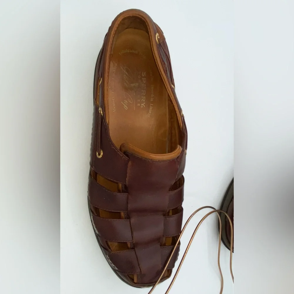 Sperry Top-Sider Gold Cup Leather Fisherman Sandals Deerskin Linings 11.5 M AA13 - Picture 6 of 10